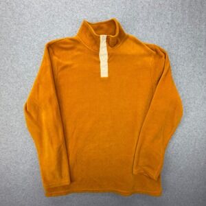Wrangler Mens XL Mustard Yellow Fleece Quarter Snap Pullover Sweater LWK885M